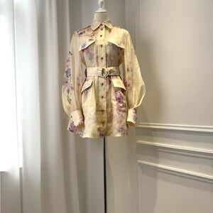 Zimmermann Cream and Purple Long Sleeve Dress